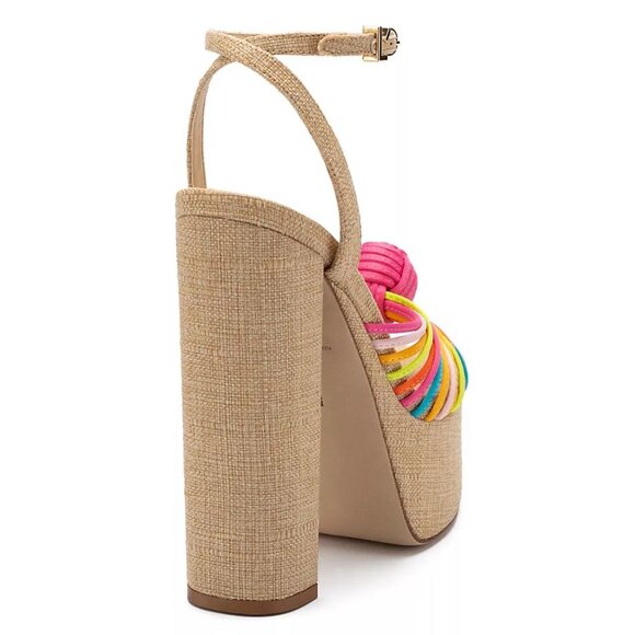 Larroude Valerie Knotted Satin Platform Sandals Sz 8.5 Multi 140MM Heel NEW $330 - Picture 3 of 16